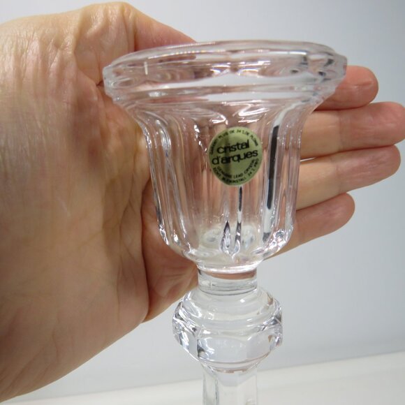 Lead Crystal Candlestick Holders (2) Cristal d'Arques 8.25" tall - Picture 5 of 8